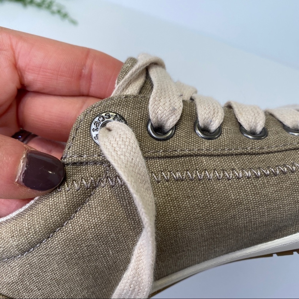 Taos Footwear Khaki Wash Canvas Star Sneakers Size 6-6.5M Lace Up Comfort Shoe - Picture 8 of 10